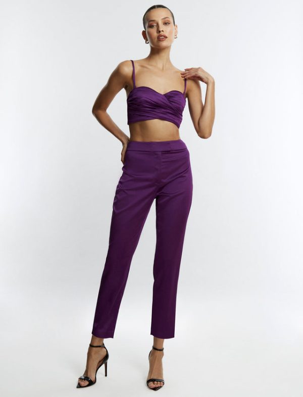 Bcbg Shirred Sweetheart Crop Top Purple - Image 5