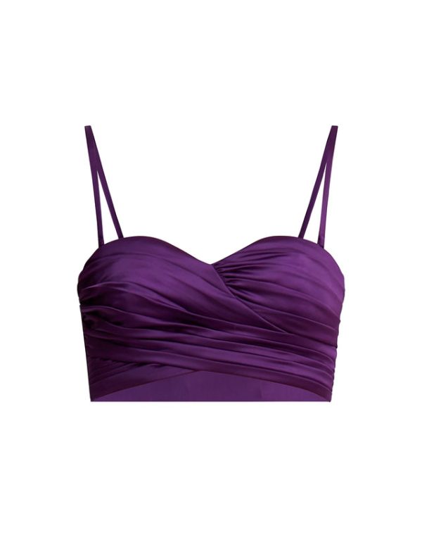 Bcbg Shirred Sweetheart Crop Top Purple - Image 8