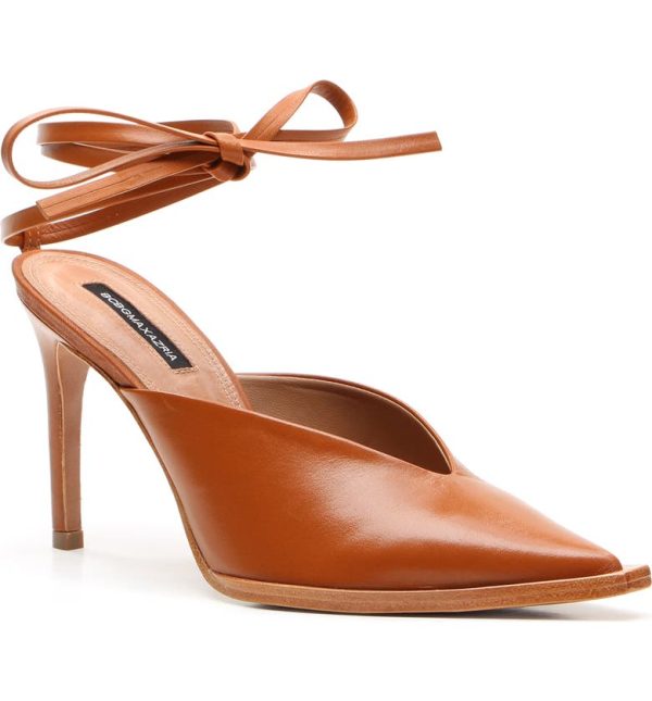 Bcbg Leonor Ankle Wrap Pointed Toe Pump Cognac