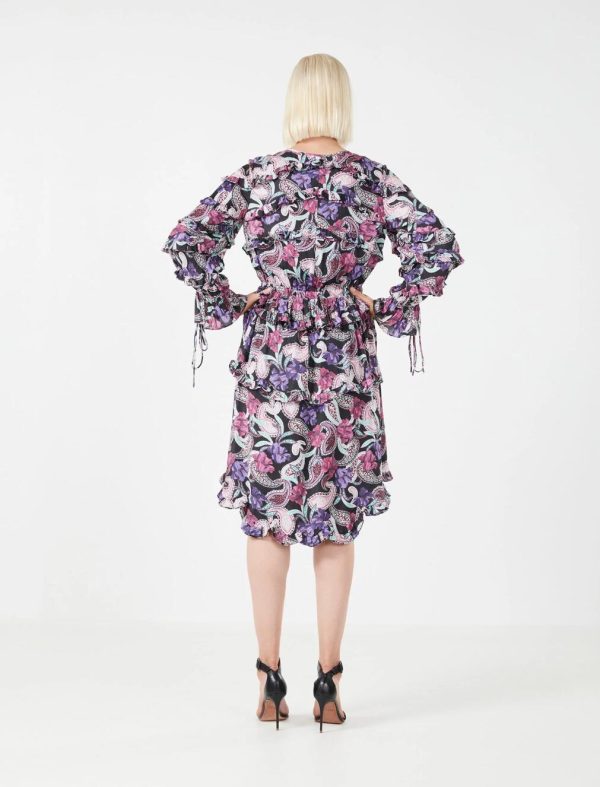 BCBG CARLOTTA RUFFLE DRESS - FLORAL PAISLEY PRINT - Image 4