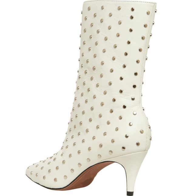 Bcbg Wynter Studded Pointed Toe Boot White/ Black Gunmetal - Image 2