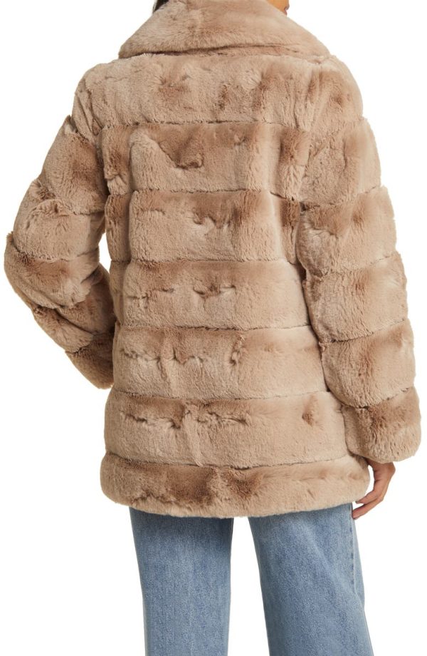 Bcbg Notched Lapel Faux Fur Jacket Hazelnut - Image 2