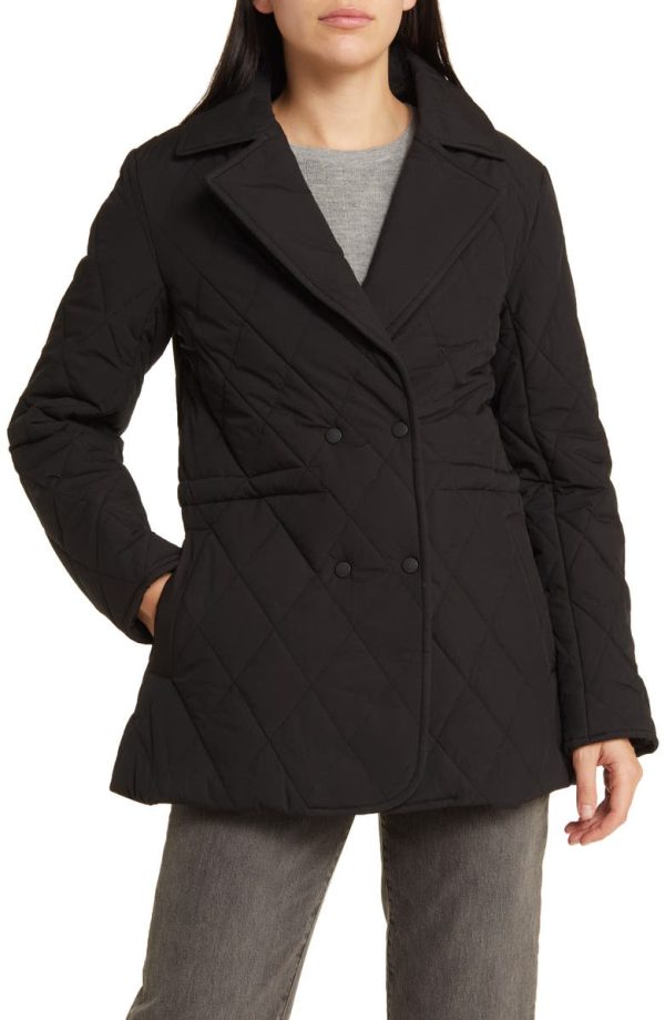 Bcbg Quilted Water Resistant Blazer Black