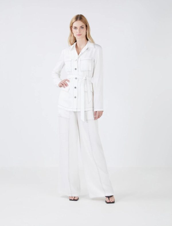 BCBG CASSANDRA LINEN SHIRT JACKET - OFF WHITE - Image 2