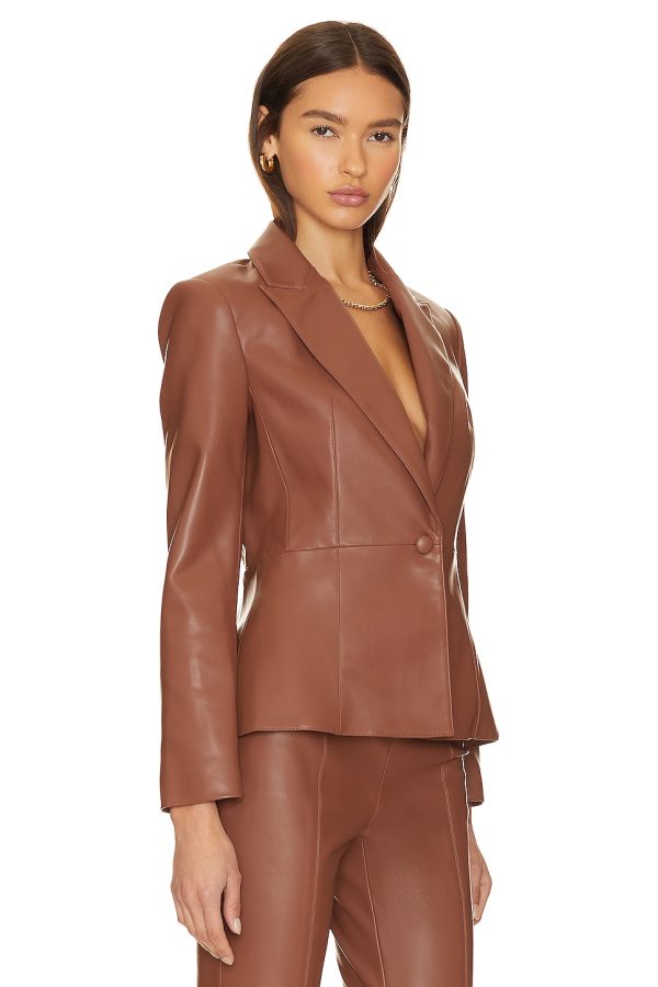 Bcbg Leather Blazer Caramel - Image 2