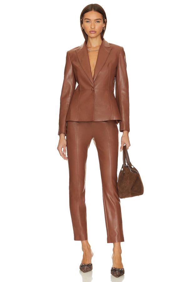 Bcbg Leather Blazer Caramel - Image 4