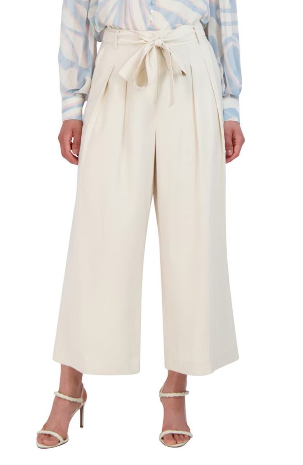 Bcbg Belted Wide Leg Pants Gardenia