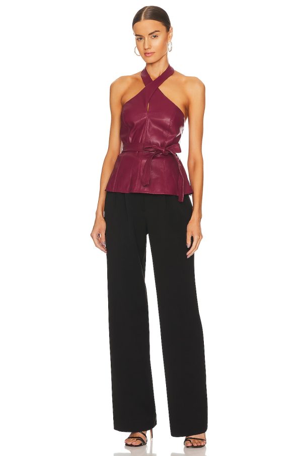 Bcbg Faux Leather Halter Top Rhubarb - Image 2