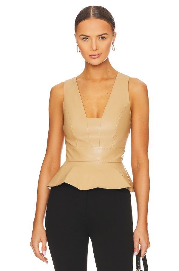 Bcbg Light Leather Top Tan