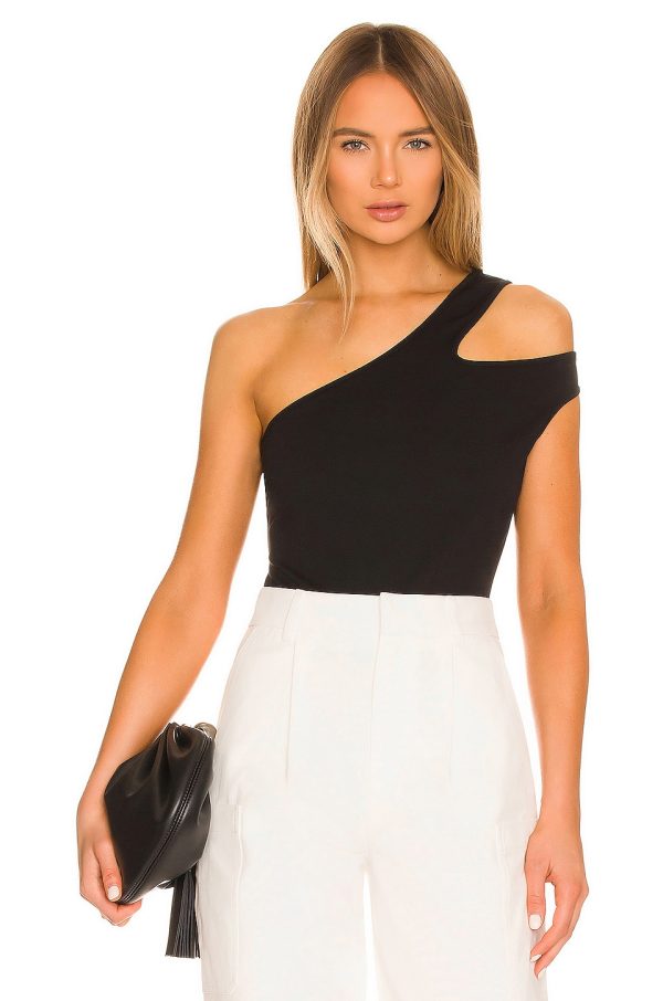 Bcbg One Shoulder Knit Top Black