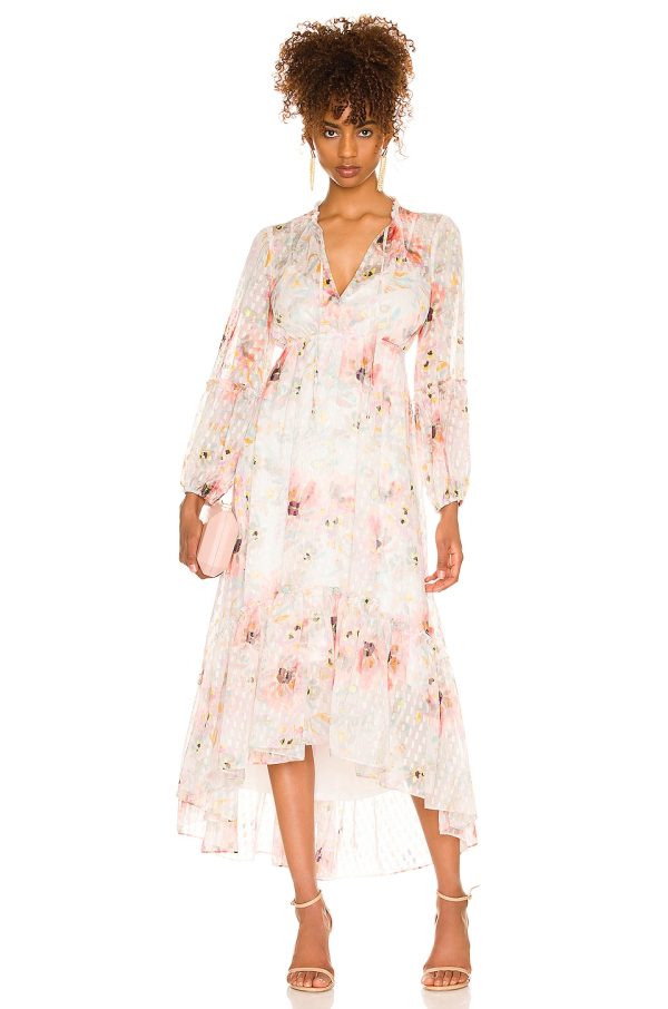 Bcbg Floral Day Dress Blurred Watercolor Floral