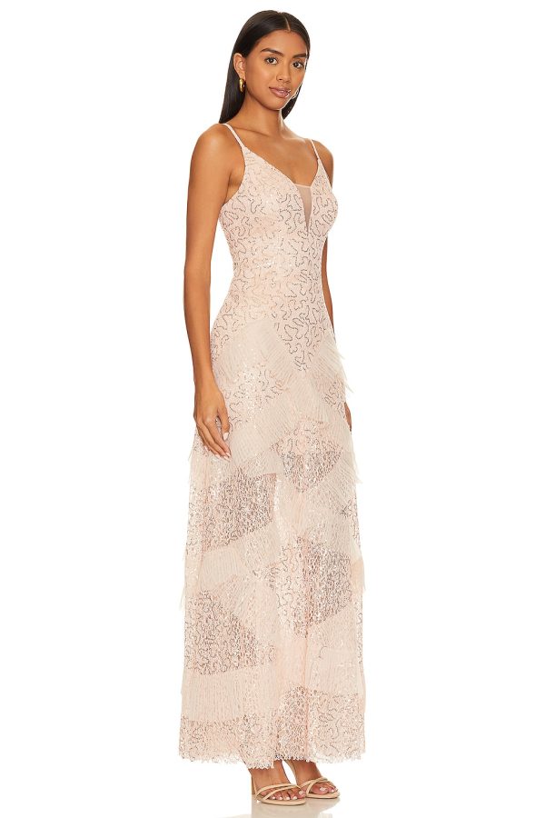 Bcbg Ruffle Trim Gown Pink - Image 2