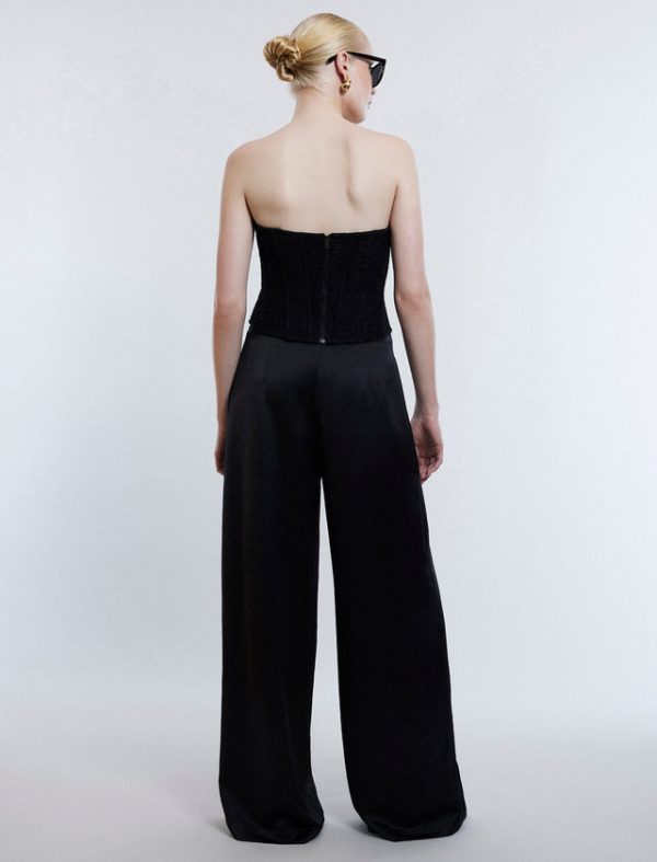 Bcbg Trouser Aire Wide-Leg Satin Black - Image 7