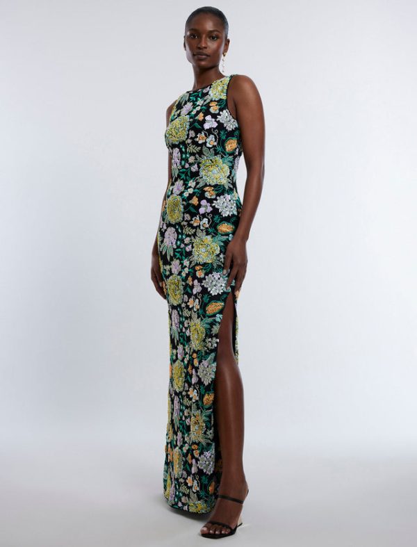 Bcbg Bella Embroidered Floral Gown Black Combo - Image 5