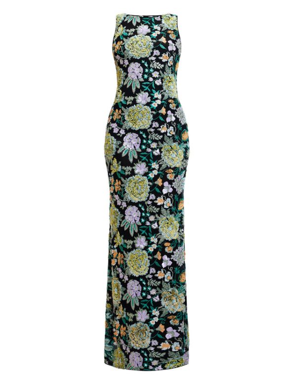 Bcbg Bella Embroidered Floral Gown Black Combo - Image 7