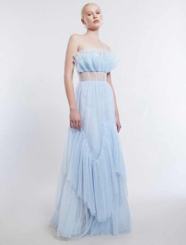 Bcbg Jeanne Strapless Tulle Gown Xenon Blue - Image 3