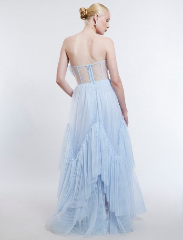 Bcbg Jeanne Strapless Tulle Gown Xenon Blue - Image 4