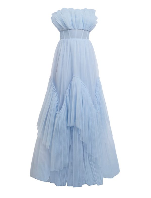 Bcbg Jeanne Strapless Tulle Gown Xenon Blue - Image 7