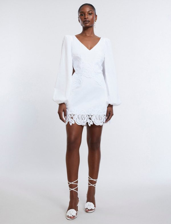 Bcbg Rosa Lace Applique Mini Dress White - Image 2