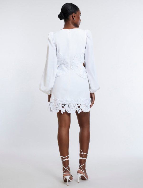 Bcbg Rosa Lace Applique Mini Dress White - Image 4