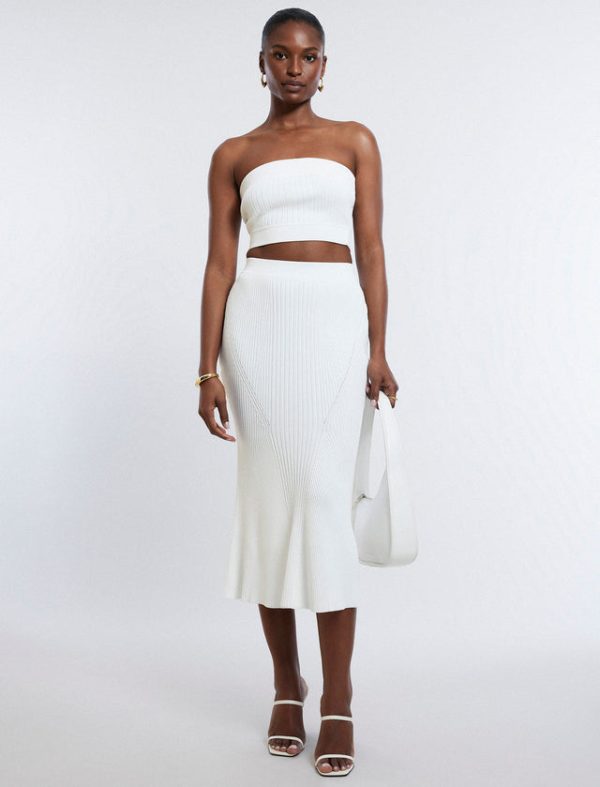 Bcbg Nova Strapless Knit Crop Top Gardenia - Image 5