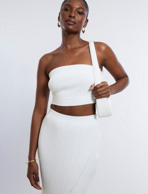 Bcbg Nova Strapless Knit Crop Top Gardenia - Image 6