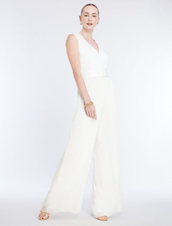 Bcbg Imogen Belted Jumpsuit Gardenia