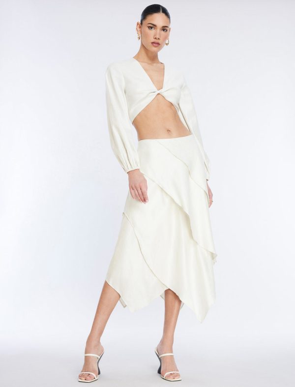 Bcbg Tiered Asymmetrical Skirt Gardenia - Image 2