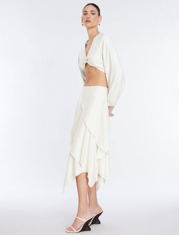 Bcbg Tiered Asymmetrical Skirt Gardenia - Image 3