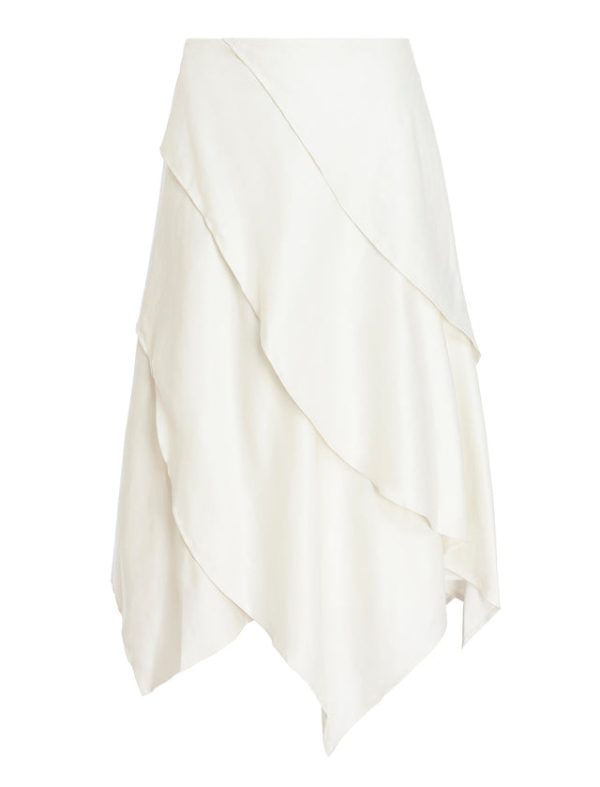 Bcbg Tiered Asymmetrical Skirt Gardenia - Image 7