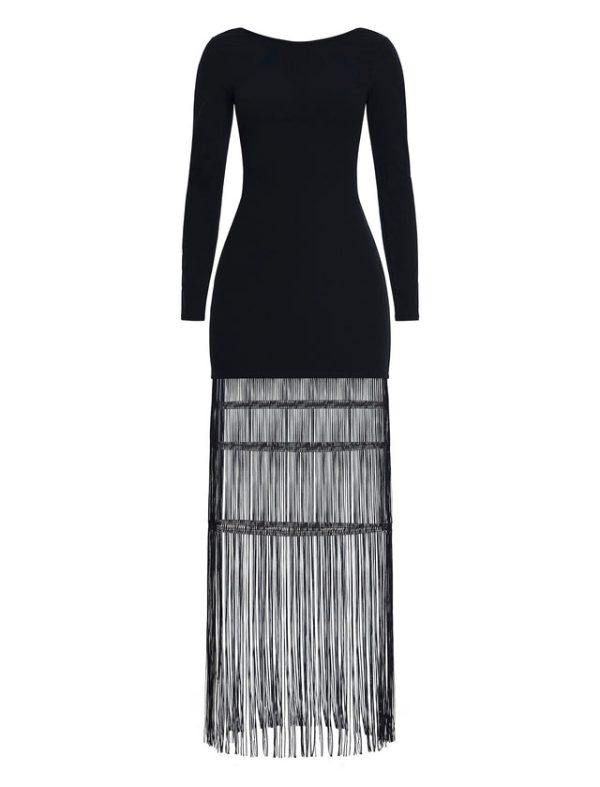 Bcbg Tabitha Knit Fringe Mini Dress Black - Image 7