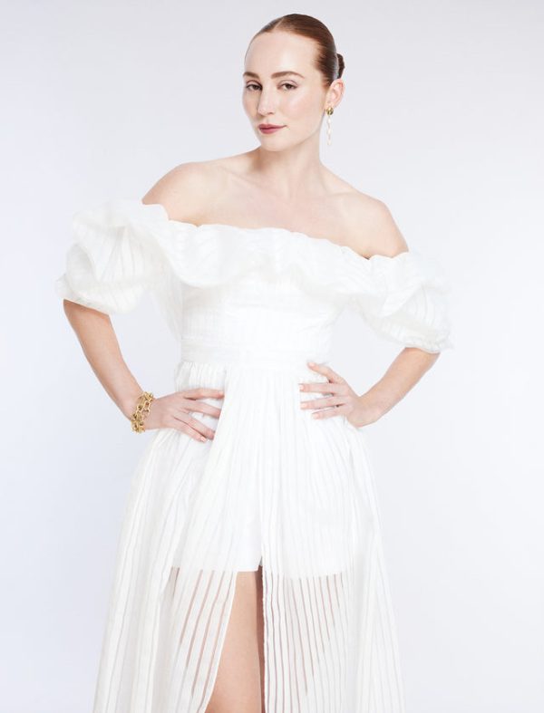 Bcbg Maisie Off Shoulder Gown Gardenia - Image 6