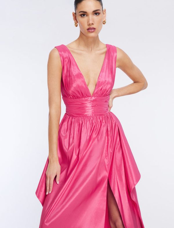 Bcbg Phoenix Plunging V-Neck Gown Bright Rose - Image 6