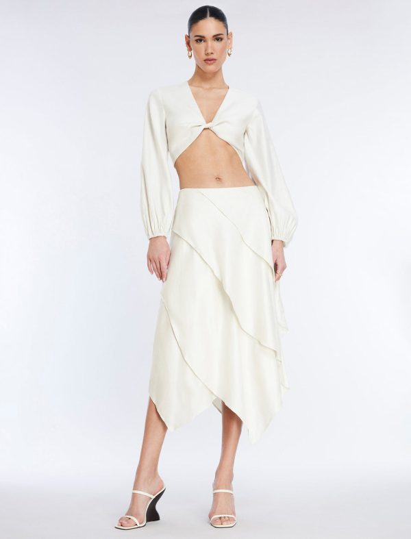 Bcbg Twist Front Crop Top Gardenia - Image 2