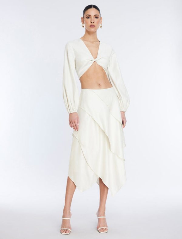 Bcbg Twist Front Crop Top Gardenia - Image 5