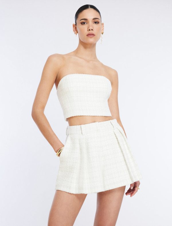 Bcbg Tweed Crop Top Gardenia