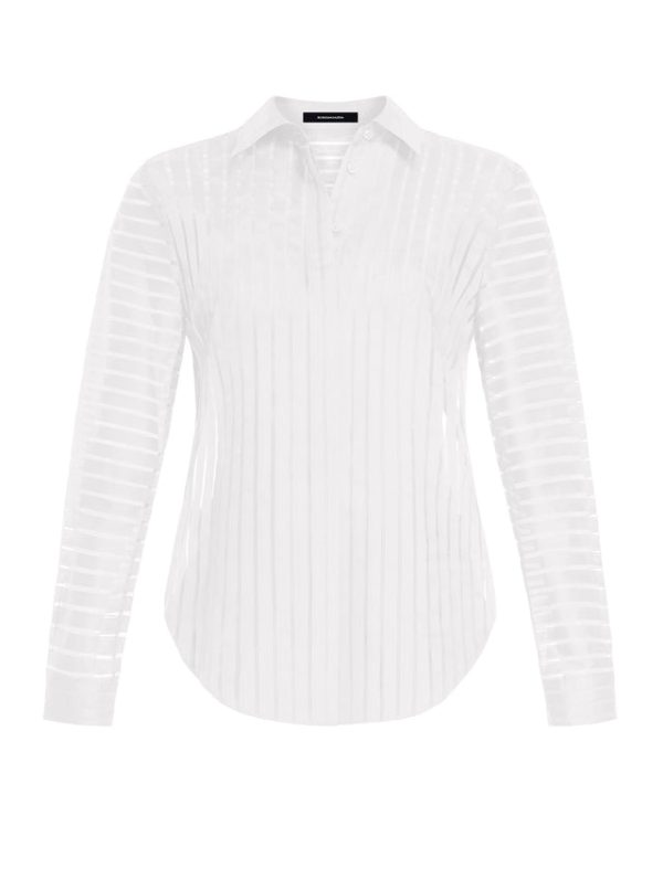 Bcbg Sheer Stripe Button Down Shirt Gardenia - Image 7