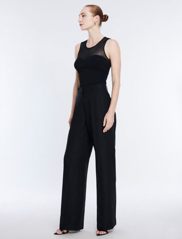 Bcbg Sheer Yoke Knit Top Black - Image 4