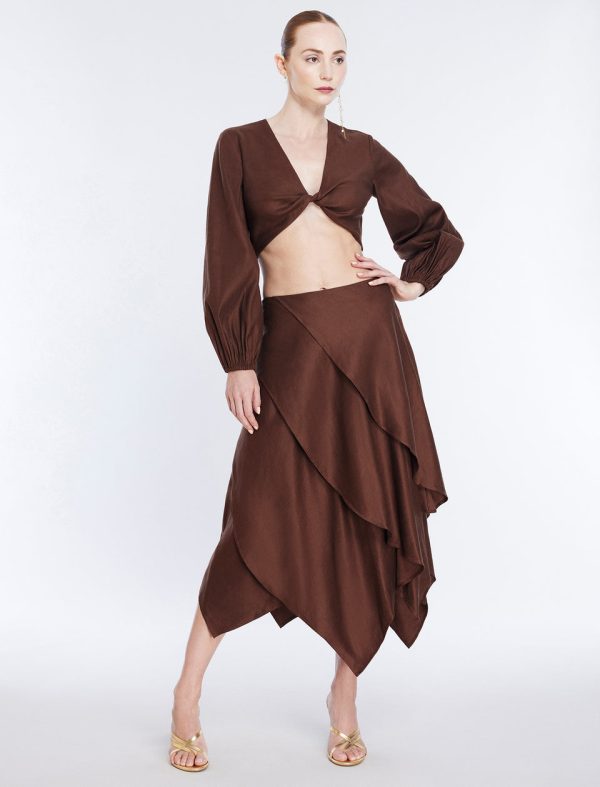 Bcbg Twist Front Crop Top Chocolate - Image 2