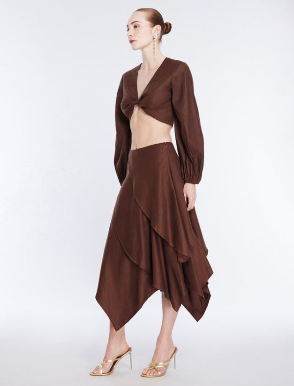 Bcbg Twist Front Crop Top Chocolate - Image 4