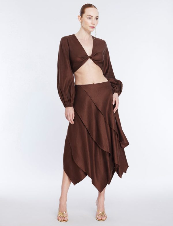 Bcbg Twist Front Crop Top Chocolate - Image 5