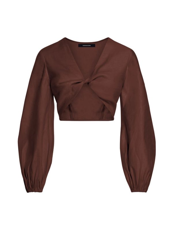 Bcbg Twist Front Crop Top Chocolate - Image 7