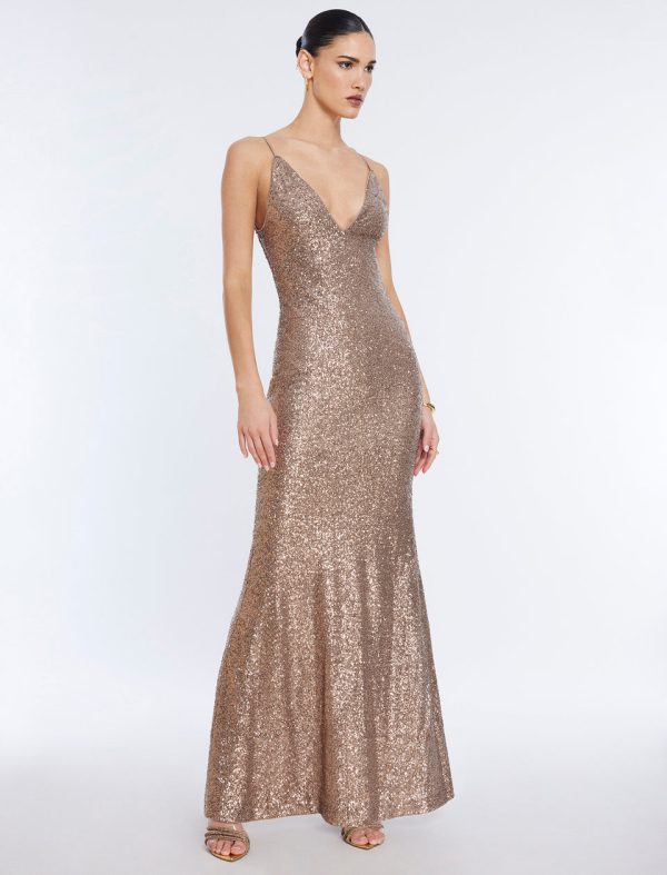 Bcbg Jiona Sequined Evening Gown Copper - Image 2