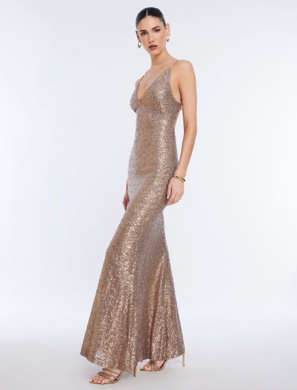 Bcbg Jiona Sequined Evening Gown Copper - Image 3