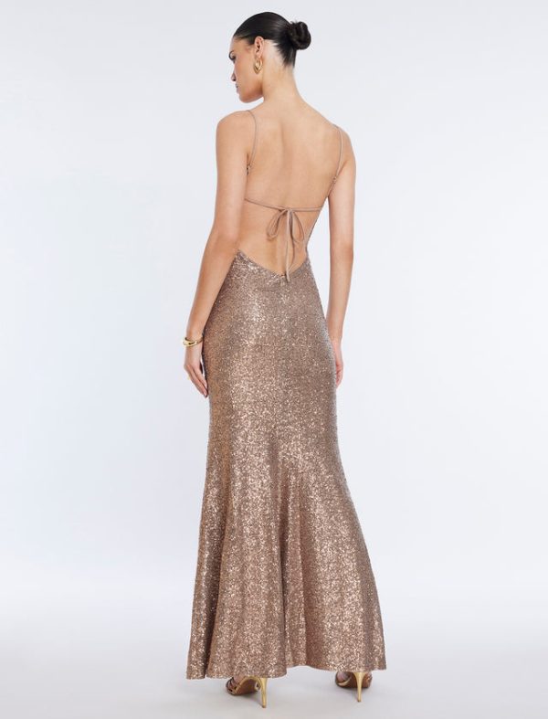 Bcbg Jiona Sequined Evening Gown Copper - Image 4