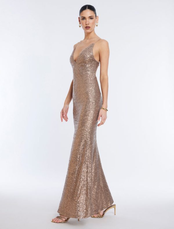 Bcbg Jiona Sequined Evening Gown Copper - Image 5