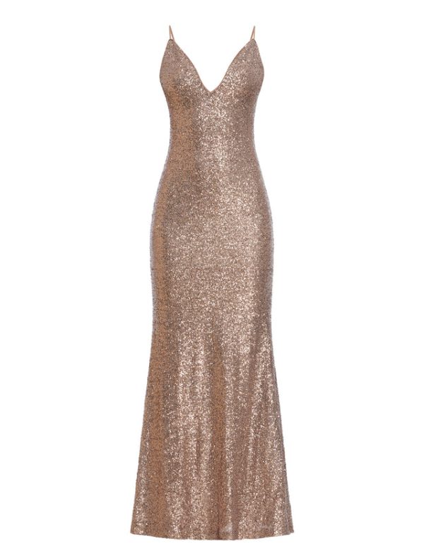 Bcbg Jiona Sequined Evening Gown Copper - Image 7