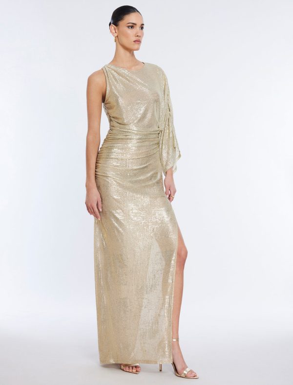 Bcbg Ilona Metallic Evening Gown Gold - Image 2