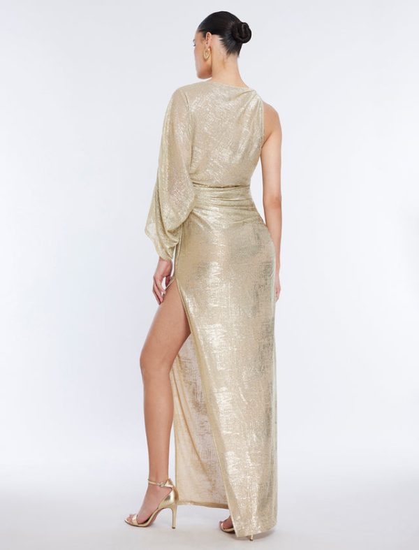 Bcbg Ilona Metallic Evening Gown Gold - Image 4