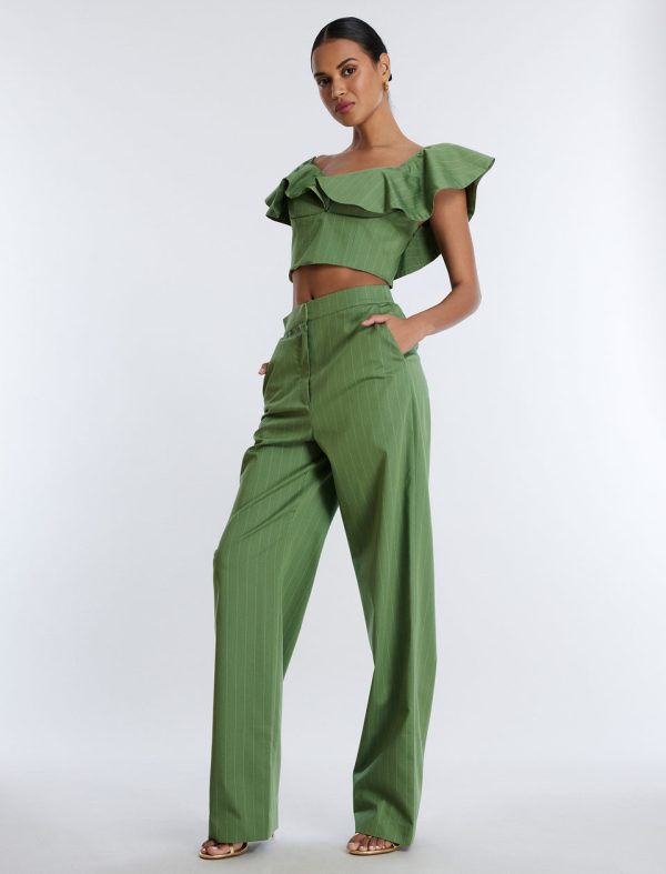 Bcbg Off-Shoulder Pinstripe Crop Top - Image 3